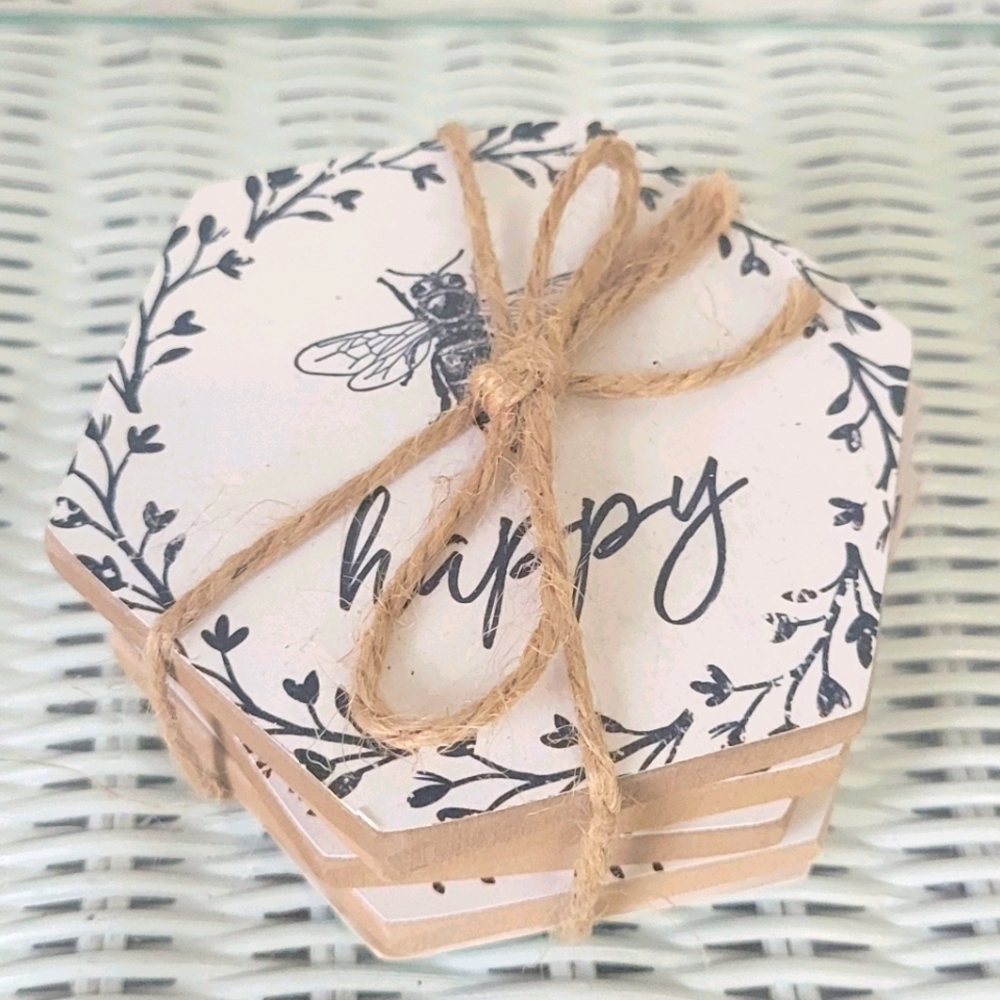 🌵Set of 4 Bee Inspirational Coasters NWT
